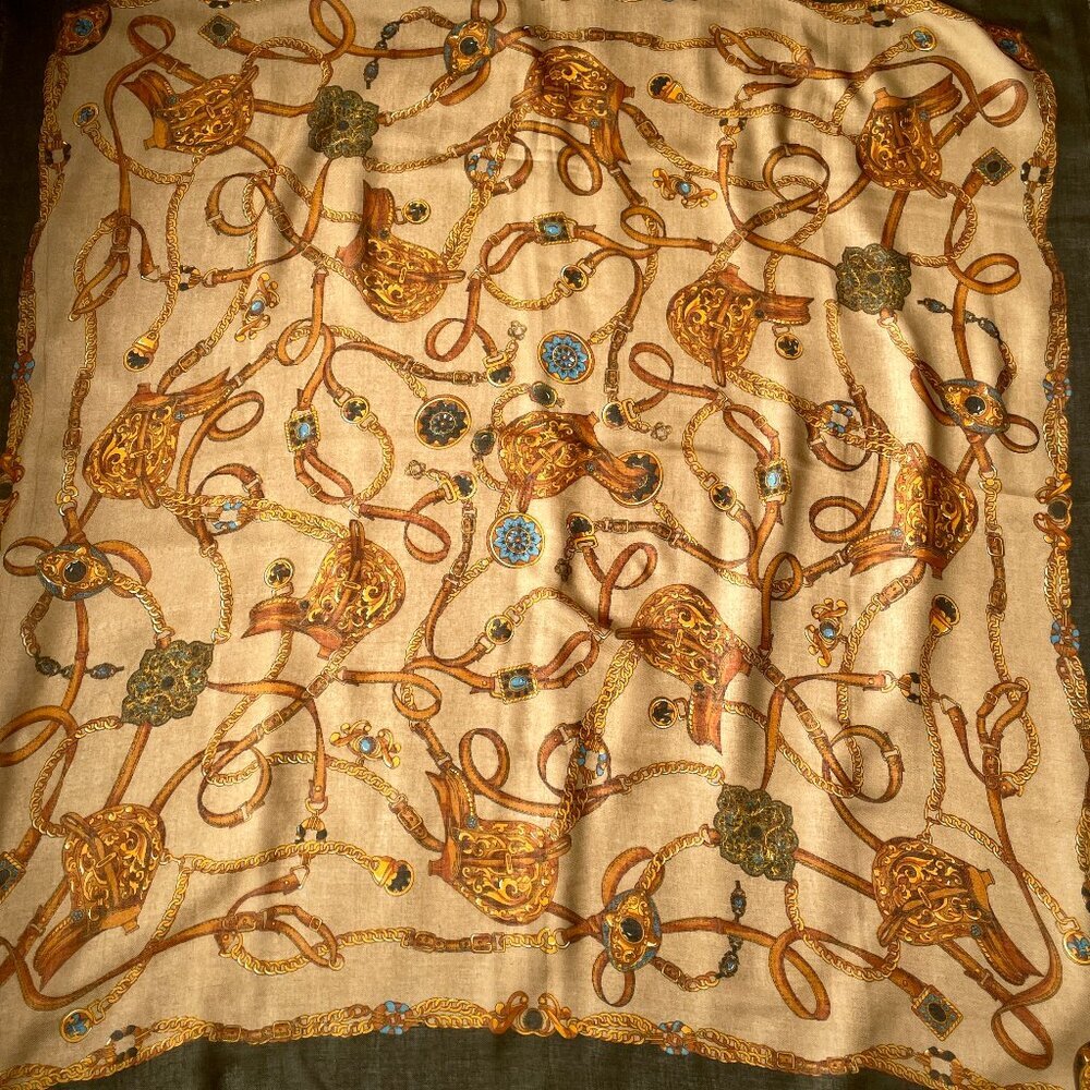 Italian Belt Buckle Pattern Scarf, 46” x 46”